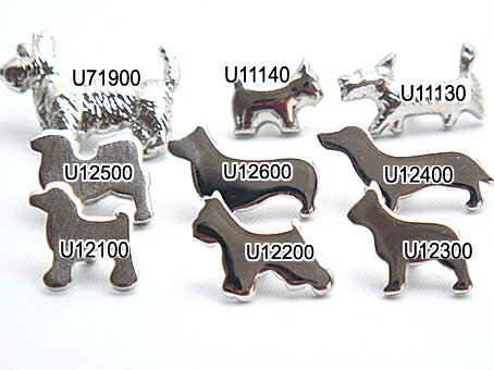 日本製　飾りカシメ　犬 テリア シルバー 首輪パーツ 首輪金具 リード金具　MBS