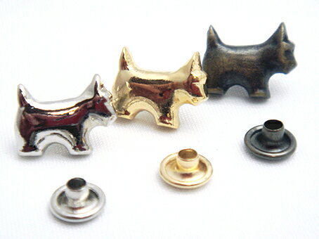 飾りカシメ犬小　11mm×10mm　シルバ