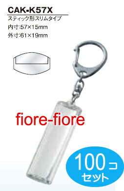 100個セット　ハメパチレギュラータイプ　スティック型スリムCAK-K57X　内寸57x15　キーホルダー金具付き P16