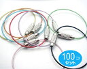 100個セット ネジ式ワイヤーリング カラー ワイヤー太さ1.0mm 長さ12CM ステンレス製 ワイヤーキーホルダー