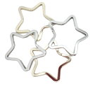 二重リング キーリング(ニコイル) 星型カク線 30mm(横)×25mm(縦) シルバー MBS