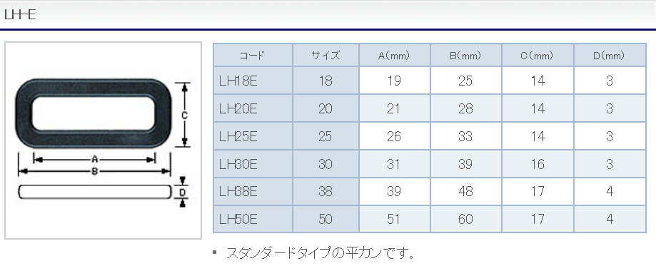 テープアジャスター小判カン50mm クロ YKK平カンLOOP　LH50 3