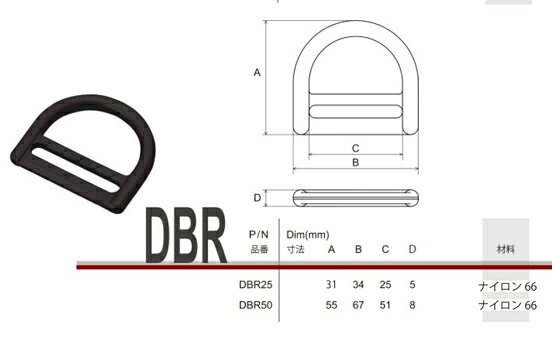 ニフコ NIFCO プラスチックDカン　DBR50　50ミリ　クロ テープアジャスター バッグ ショルダー アウトドア 手芸 業務用 卸 fiore-fiore-10004713 首輪とキーホルダーのパーツのお店 サンプル画像3