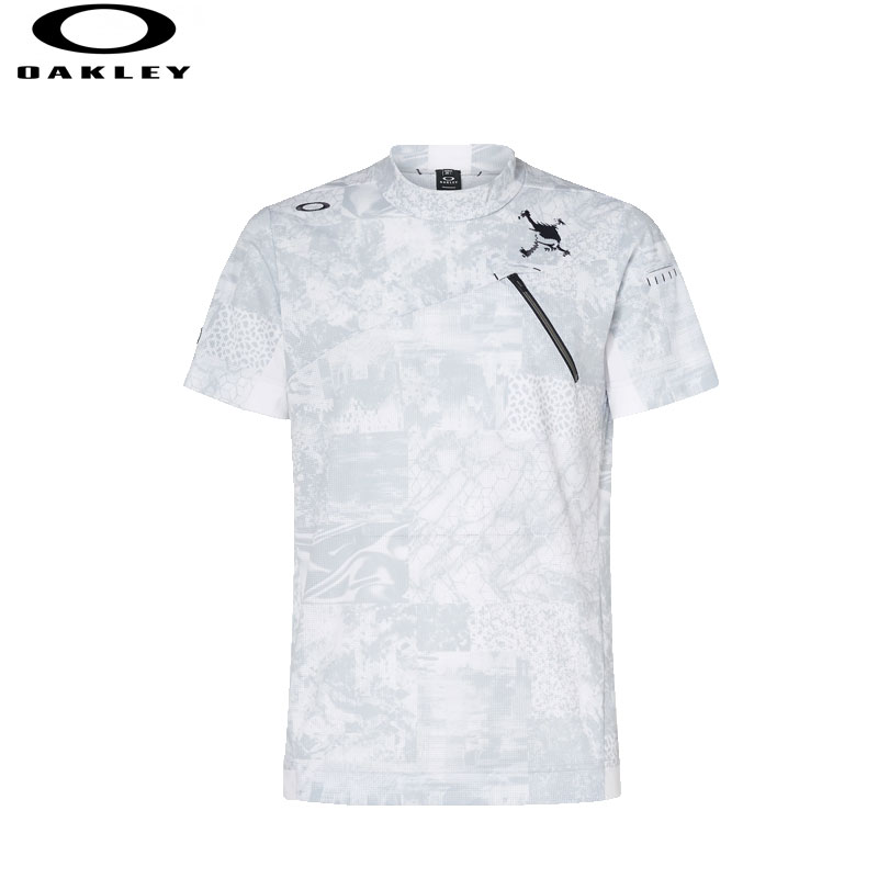 オークリー ポロシャツ メンズ オークリー モックシャツ 半袖 OAKLEY Skull Icy Breath Digital Mock Shirt FOA405139 モックネックシャツ メンズ ゴルフ スポーツウェア