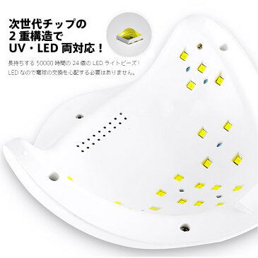 【送料無料】ジェルネイル・クラフトレジン　UV＋LED 48w UV/LEDライト　人感センサー付　低ヒート機能 ネイルドライヤー　UVライト【UV+LED二重光源】 6ヶ月保証書付き[UVライト sun5 ジェルネイル LEDランプ UVライト UVクラフトレジン レジン液 SHANTI]