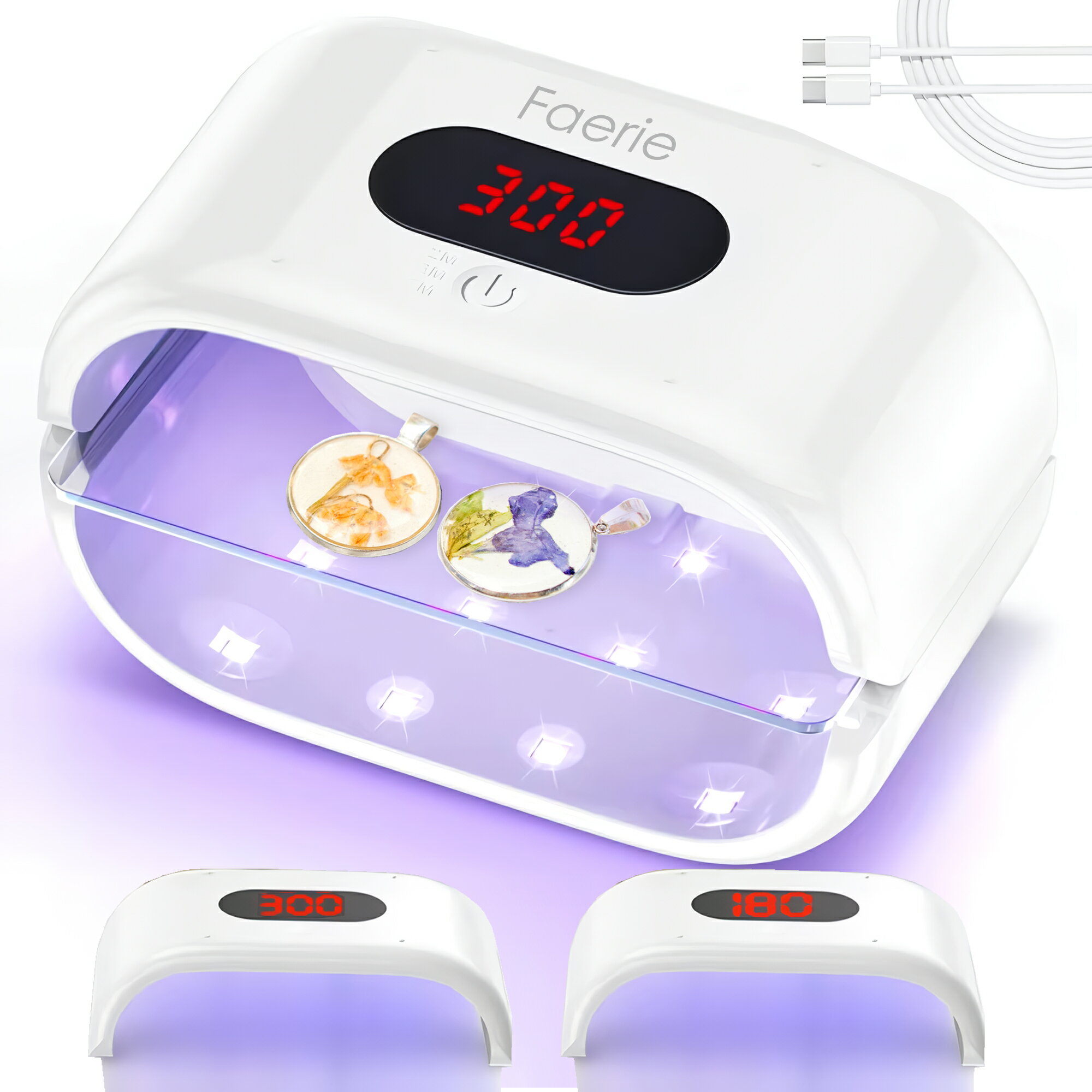 Faerie UV/LED レジン専用ライト 36W 両面UVライト ネイルライト タイマー設定 レジン ジェルネイル ライト LEDライト アクリル板搭載 マグネット式 レジンクラフト作りに最適 樹脂硬化 USB式 日本語説明書＆12ヶ月保証付