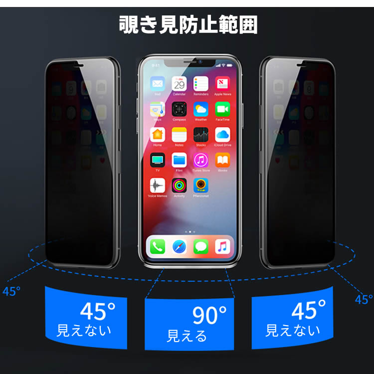 iPhone11覗き見防止 強化ガラスフィルム iPhone11 Pro 液晶フィルム iPhone11 Pro Max保護フィルム 液晶保護 プライバシー保護 耐指紋 撥油性 表面硬度 9H スマホフィルム 2.5D ラウンドエッジ加工 スマートフォン保護フィルム