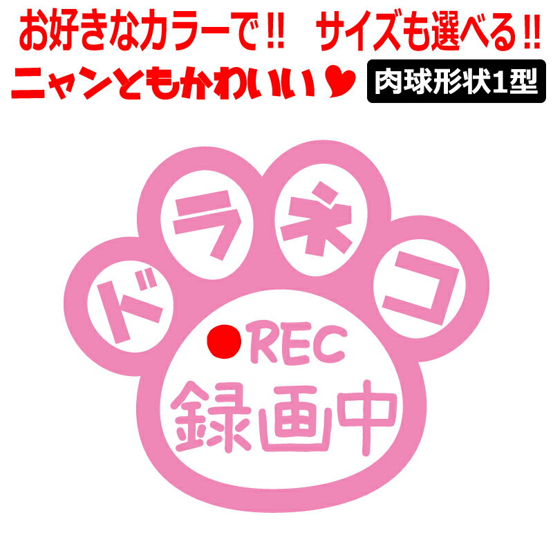 Rakuten - 肉球 ドラネコ 録画中 ステッカー かわいい REC ドライブレコーダー 肉球1型 車 クルマ バイク 自転車 ドラレコ 煽り あおり運転防止