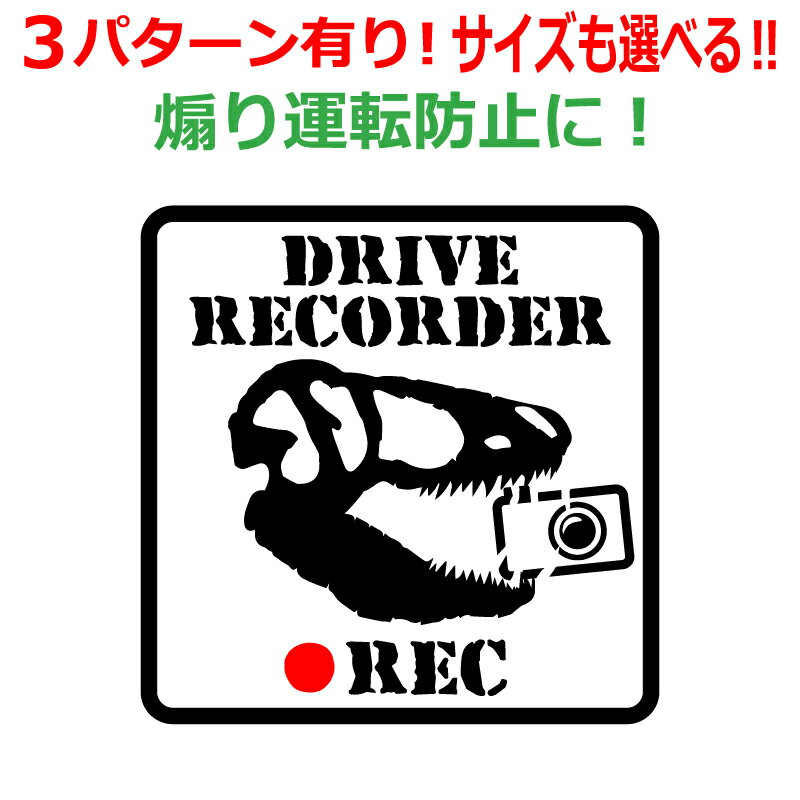 Rakuten - 恐竜 角B ドラレコ ステッカー かっこいい REC ドライブレコーダー ティラノサウルス 車 クルマ バイク 自転車 煽り あおり運転防止