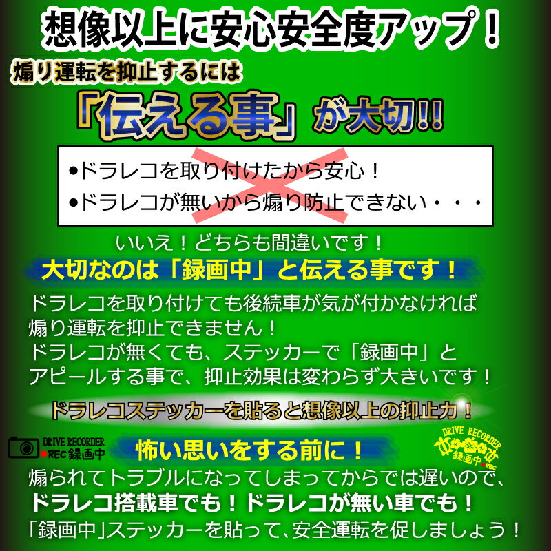 D ドラレコ ステッカー かっこいい REC ドライブレコーダー 車 クルマ バイク 自転車 煽り あおり運転防止