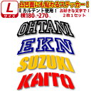 凸凹面なクーラーボックスにも貼れる!かっこいい! お好きな文字でロゴ風 ステッカー シール Lサイズ2枚選べる書体とカラーとサイズ 水筒 クーラーボックス 車などへ