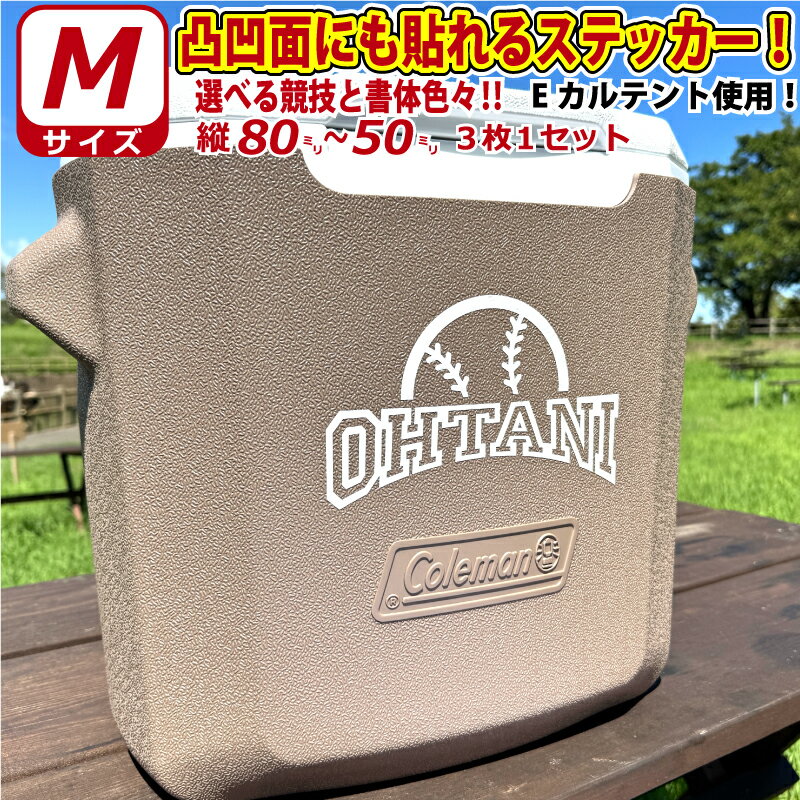 凸凹面なクーラーボックスにも貼れる！ロゴ風 かっこいい! お好きな文字・競技で ステッカー シール M..