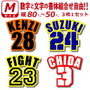 2色仕様 お好きな文字・数字で背番号風ステッカー Mサイズ3枚選べる書体とカラーとサイズ ゼッケン ナンバー 数字