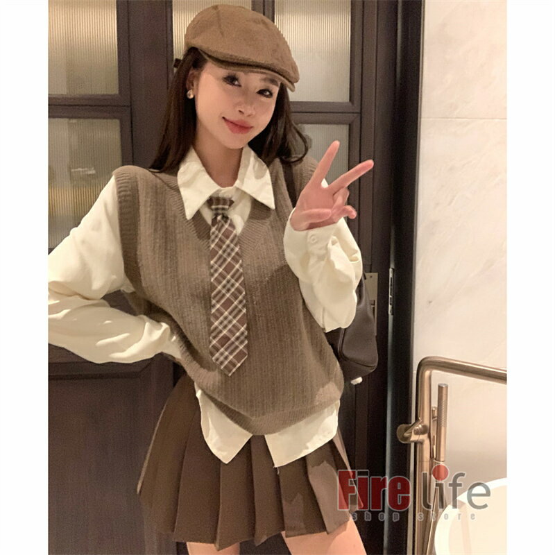 Rakuten - 卒業式 スーツ 女の子　子供服 小学生 中学生 高校生 ベスト ニット セーター プリーツスカート 卒業式服 セットアップ フォーマル 子供ドレス 入学式スーツ 卒業スーツ 発表会 結婚式 お受験 七五三 おしゃれ 制服 学生服 高校 中学 通学 S/M/L/XL/2XL 送料無料