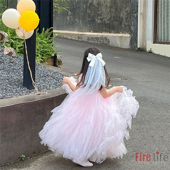 子供ドレス 女の子 ワンピース チュール 子供服 お姫様 ワンピース おしゃれ ピンク グレー 演出 撮影 舞台