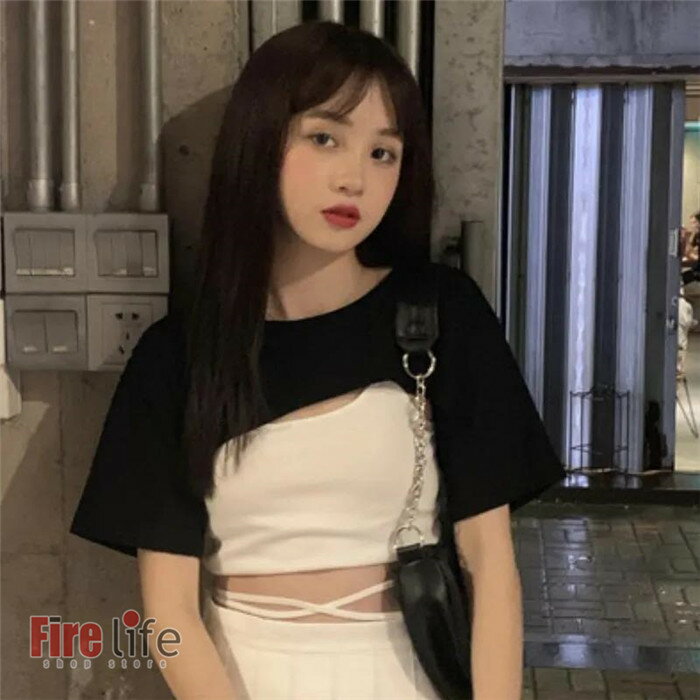 Rakuten - ダンストップス レディース tシャツ ショート丈 ヘソ出し 無地 インナーTシャツ 2点セット 個性 ヒップホップ jazz ジャズ K-POP 韓舞 おしゃれ ダンス衣装 カットソー 送料無料