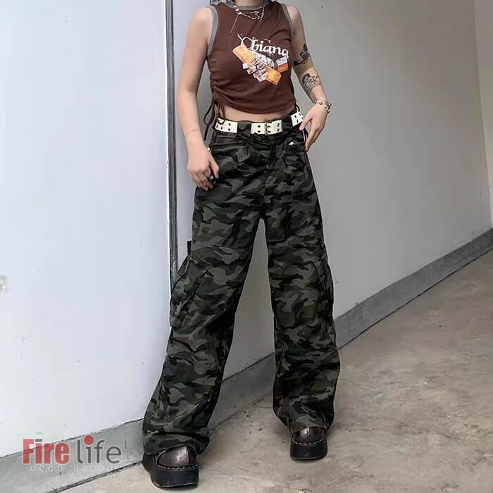 迷彩パンツ 夏 薄手 ワイドパンツ カーゴパンツ ダンスパンツ レディース ヒップホップ 原宿 bf風 運動着 体型カバー ゆったり カジュアル