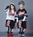 キッズダンス衣装 子供服 ヒップヒップ hiphop 男の子 女の子 半袖パーカー Tシャツ 重ね着 イベント 発表会 団体服 単品ORセット 2