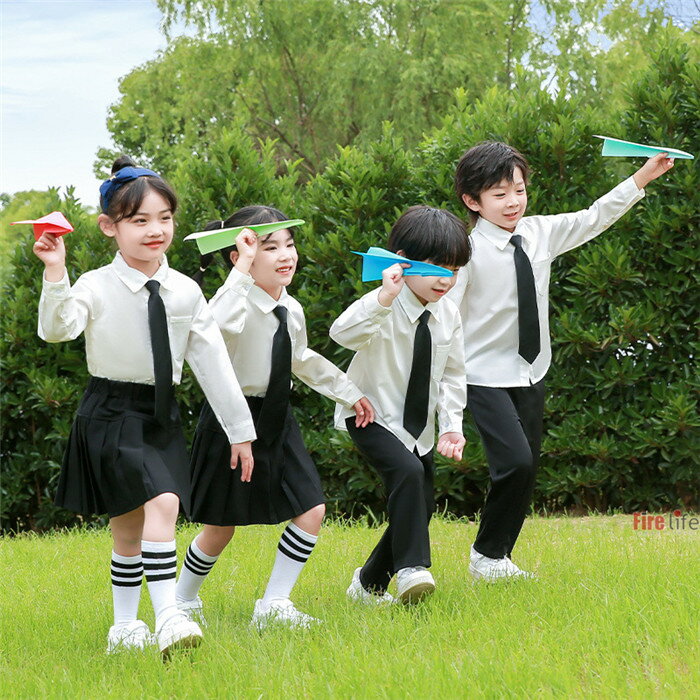 Rakuten - キッズシャツ ネクタイ パンツ スカート セット 長袖 記念写真 卒業式 ジャズダンス 発表会 HIPHOP ヒップホップ 子供服