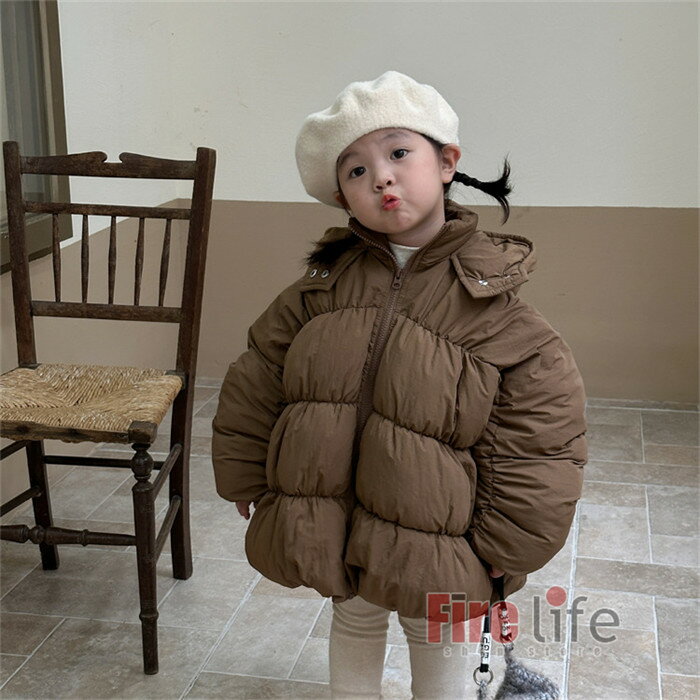 Rakuten - 女の子 コート 中綿コート 子供ジャケット 韓国 子供服 厚手 暖かい キッズアウター コート ふわふわ 防寒保温 小学生 幼稚園 園児 小学校 春 秋 冬服 冬アウター通学 ホワイト コーヒー 子供用　送料無料