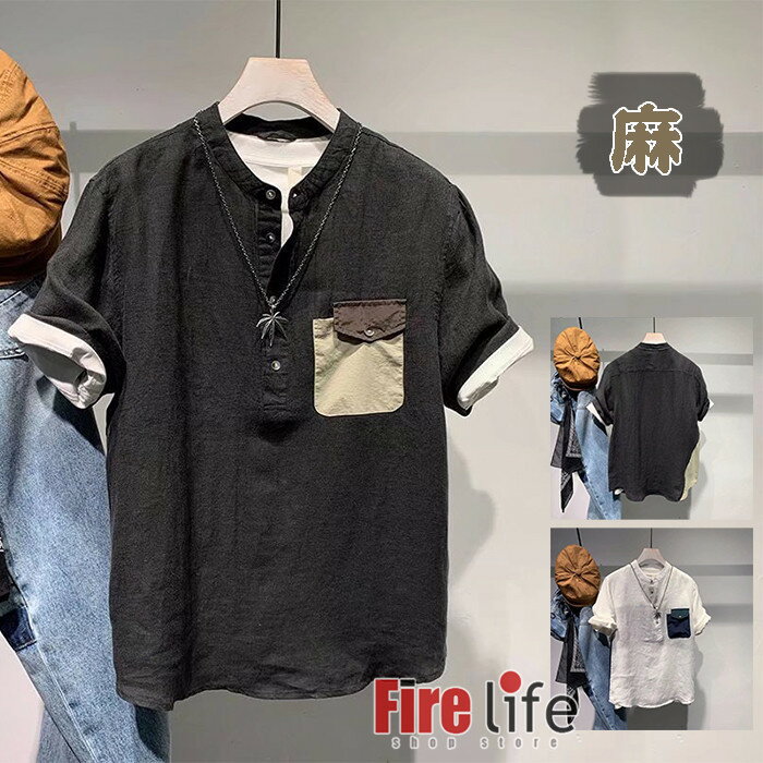 Rakuten - リネンシャツ メンズ Tシャツ tシャツ　ポケット付き 麻シャツ カジュアル シンプル 半袖 M〜3XL