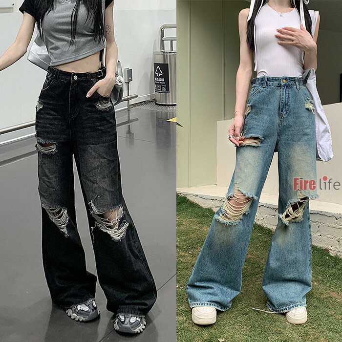 デニムパンツレディースダメージ加工...