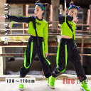 キッズ ダンス衣装 へそ出し 蛍光緑トップス カーゴパンツ ワンショルダー　ヒップホップ ダンスウェア 子供服 女の子 ガールズ K-POP ステージ衣装 韓国