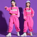 ダンス衣装 キッズ へそ出し ピンク セットアップ ヒップホップ ガールズ ピンク ローズ カーゴパンツ K-POP 演出服 舞台服 練習服 オシャレ ステージ...