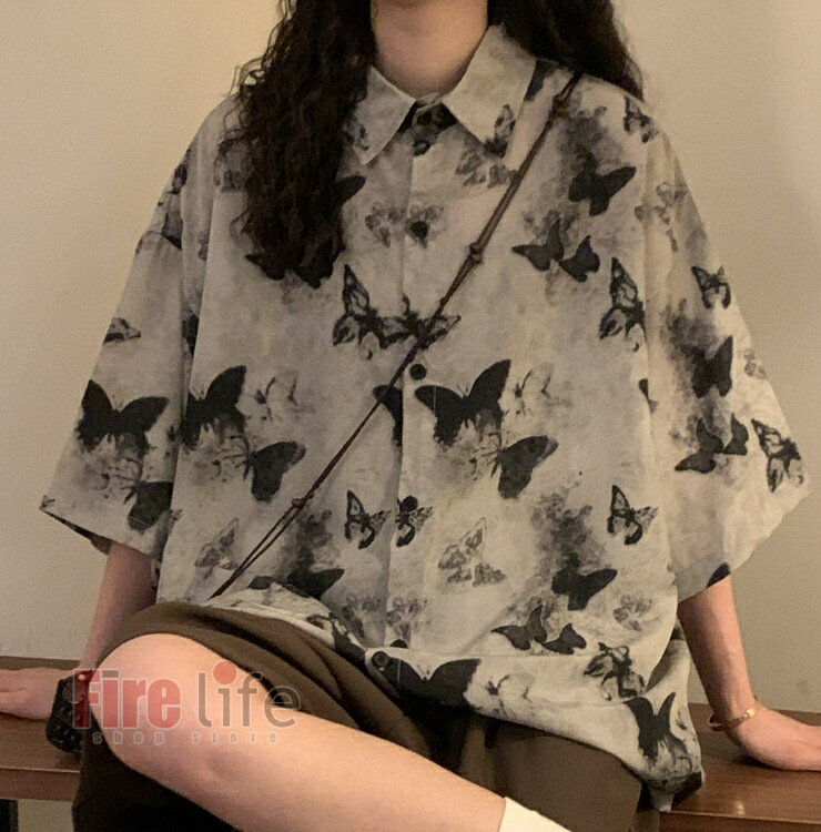 Rakuten - レトロ アロハシャツ 半袖 シャツ シャツ レディース 蝶々 蝶柄 夏物 ハワイアン アロハ 原宿系 韓国 ダンス衣装 ストリートリゾート レディース メンズ ユニセックス 個性的 おしゃれ 送料無料