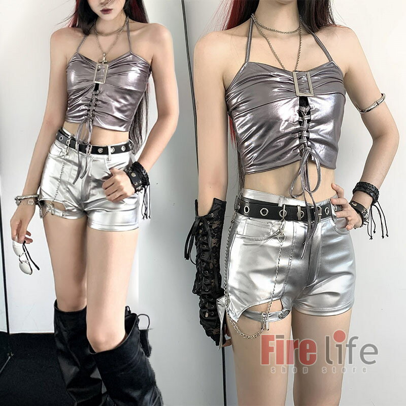 樂天商城 - 韓国 アイドル 衣装 シルバー ダンス衣装 チアダンス セットアップ レディース k-pop衣装 大人 キャミソール 短パンツ 演出服 ジャズ ダンス セクシー 個性的 JAZZ 応援団 ステージ衣装 舞台衣装 イベント 高校生 K-POP HIPHOP 文化祭 おしゃれ ダンスウェア 練習着
