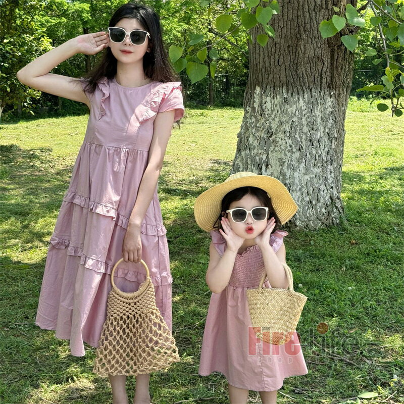 ペアルック 親子 お揃い ワンピース おしゃれ 家族お揃い 母娘 綿 お母さんと娘お...