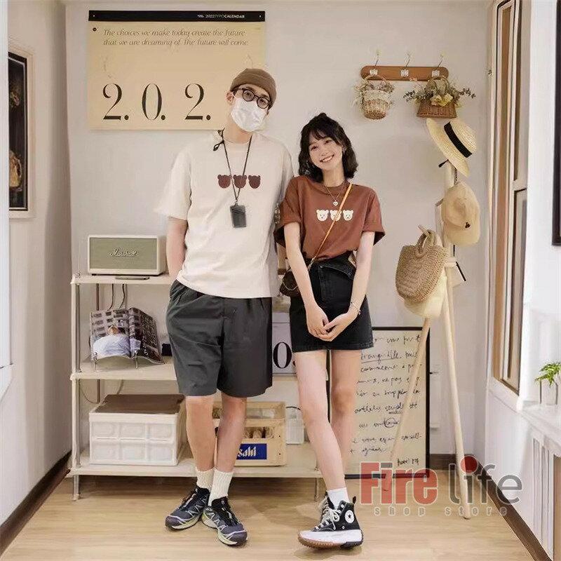 ペアルック 親子 半袖Tシャツ 親子コーデ くま柄 綿Tシャツ ロンパース ペアTシャ...