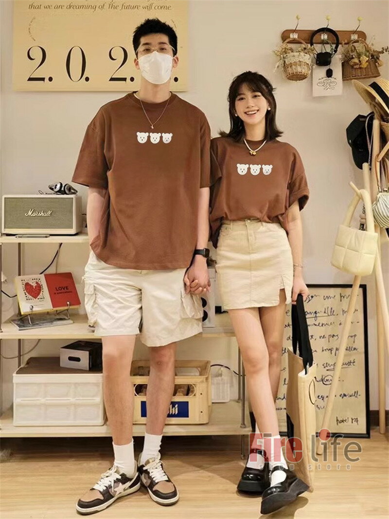 ペアルック 親子 半袖Tシャツ 親子コーデ くま柄 綿Tシャツ ロンパース ペアTシャ...