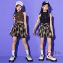 キッズダンス衣装 チアガール セットアップ ガールズ スカート 子供服 パーカー ノースリーブ ヒップホップ ジャズダンス 韓国 発表会 演出服 舞台服 K-P...