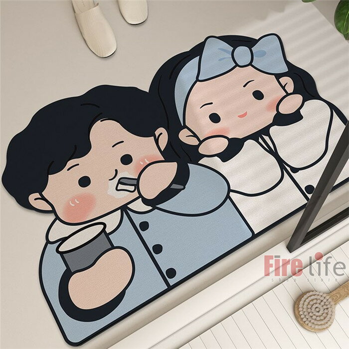 Bath Supplies - 珪藻土バスマット カップル日常 足ふきマット お風呂マット かわいい 足拭きマット ソフトマット キッチンマット バスマット バス用品 吸水 速乾 抗菌 滑り止め 浴室 洗面所 送料無料