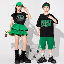 キッズダンス衣装 チアガール ケーキスカート 女の子 男の子 ヒップホップ 子供服 半袖Tシャツ ショートパンツ 韓国 k-pop ステージ衣装 セットアップ ...