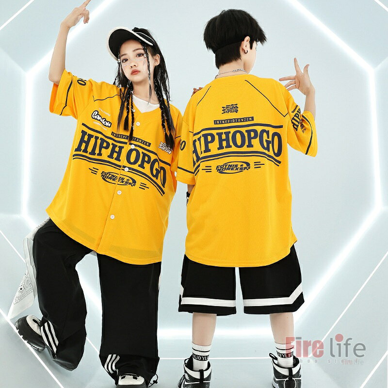 キッズダンス衣装 チームダンス 黄色 ベースボールシャツ 半袖 k-pop衣装 ヒップホップ 黒カーゴパンツ 白 ベスト 短パンツ ジャズダンス 男の子 女の子 団体服 HIPHOP ステージ衣装 練習着 韓国 体操服 応援着 チアダンス ストリート系 120cm〜180cm 新作 3