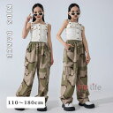 チアガール キッズダンス衣装 上下セット hiphop jazz セットアップ 韓国 子供ダンス服 個性的 ホワイトタンクトップ 迷彩パンツ ヒップホップ 派手 女の子 演出服 K-POP 韓国 練習着 おしゃれ 応援団 アイドル衣装 イベント ブレイキング120-180cm