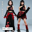 チアガール ヒップホップ キッズダンス衣装 k-pop衣装 赤 黒ガールズ へび柄 チェエクスカート ロングパンツ へそ出しキャミソール セットアップ コスチューム HIPHOP ジャズダンス ステージ衣装 韓国 練習着 舞台衣装 団体服 演出服 110-180cm