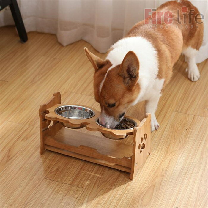 猫用食器 犬 (小中型犬) フードボール 1個 2個 ボウル 餌皿 エサ皿 陶器茶碗 木製棚 スタンド 食べやす..