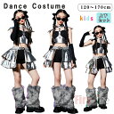 キッズダンス衣装 チアガール シルバー セットアップ へそ出し JAZZ 女の子 キラキラ トップス 袖カバー パンツ 銀色 HIPHOP ファッション 原宿系...