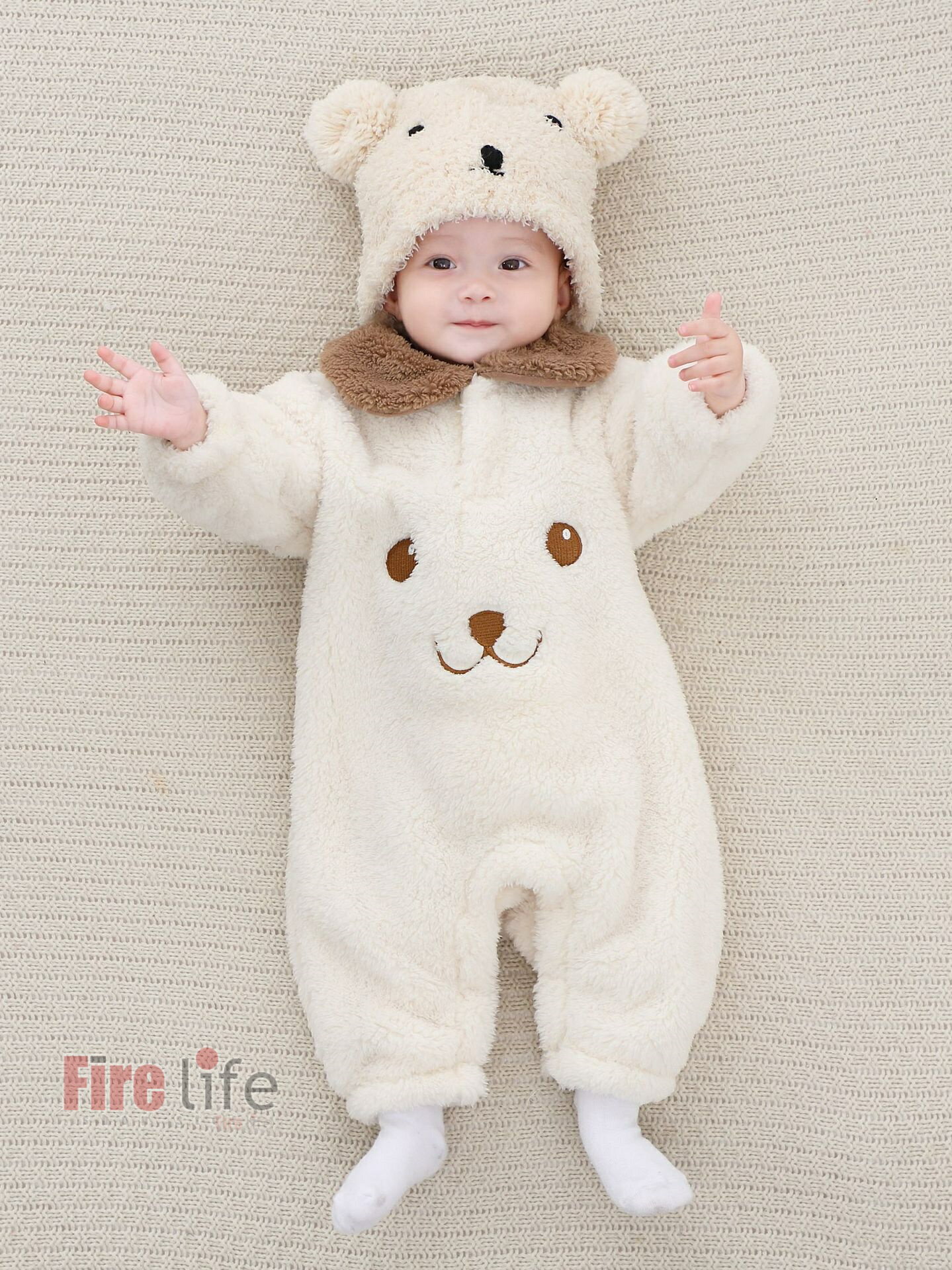 ベビー ジャンプスーツ カバーオール プレゼント アウター 可愛い クマ 赤ちゃん もこもこ 冬服 ロンパース くま 全5色 新生児 男の子 女の子 防寒 着ぐるみ 66 730 80 90 ベビー服 子供服 0歳 1歳 2歳 冬服 冬物 出産準備 出産お祝い ギフト 2