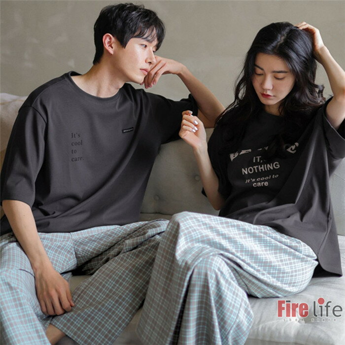ペアパジャマ 半袖tシャツ ロングパンツ 格子 ナイトウェア ルームウェア 夏 カップル お揃い コットン お祝い プレゼント 部屋着 彼女 彼氏 夫婦 記念日 送料無料