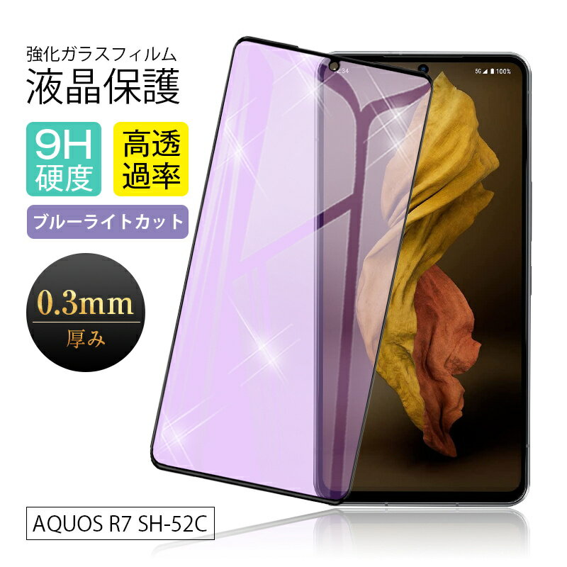 【2枚セット】AQUOS R7 SH-52C / A202SH / LEITZ PHONE 2 LP-02 / AQUOS R8 Pro SH-51D / A301SH 強化ガラス保護フィルム ブルーライトカット 3D 液晶保護 画面保護 スクリーンシート スマートフォン 高透過率 高い耐衝撃性 割れ防止 飛散防止 指紋防止 摩擦防止 1