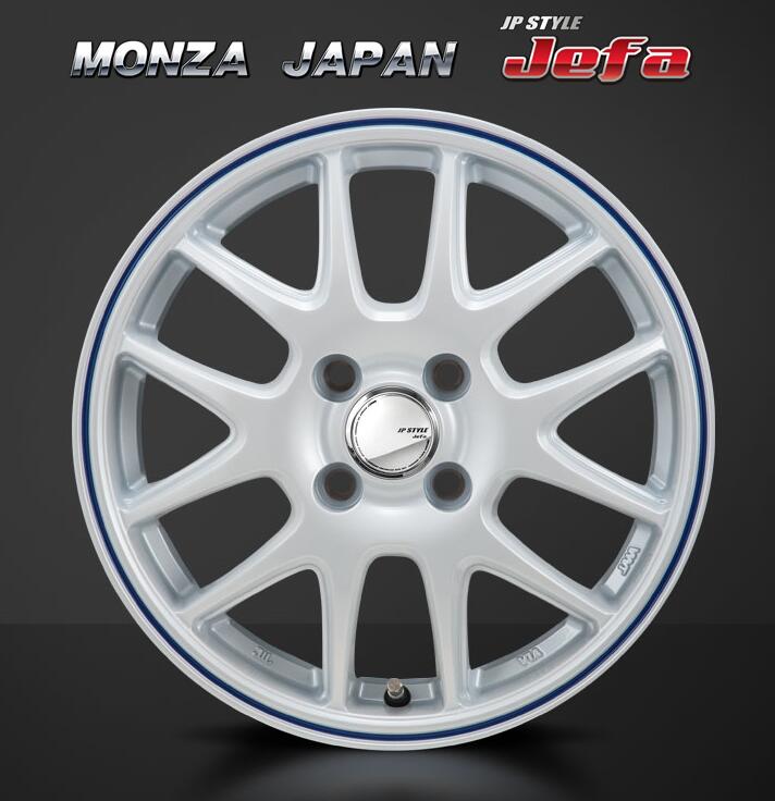 15×4.5J インセット ＋45 4-100 15インチ 新品 ホイール 4本ホワイト 白 ブルー 青 ライン / MONZA モンツァ ジャパンN-BOX ジョイメガ タント ウェイク ワゴンR デイズ ココアハスラー ミライース MRワゴン N-VAN N-ONE