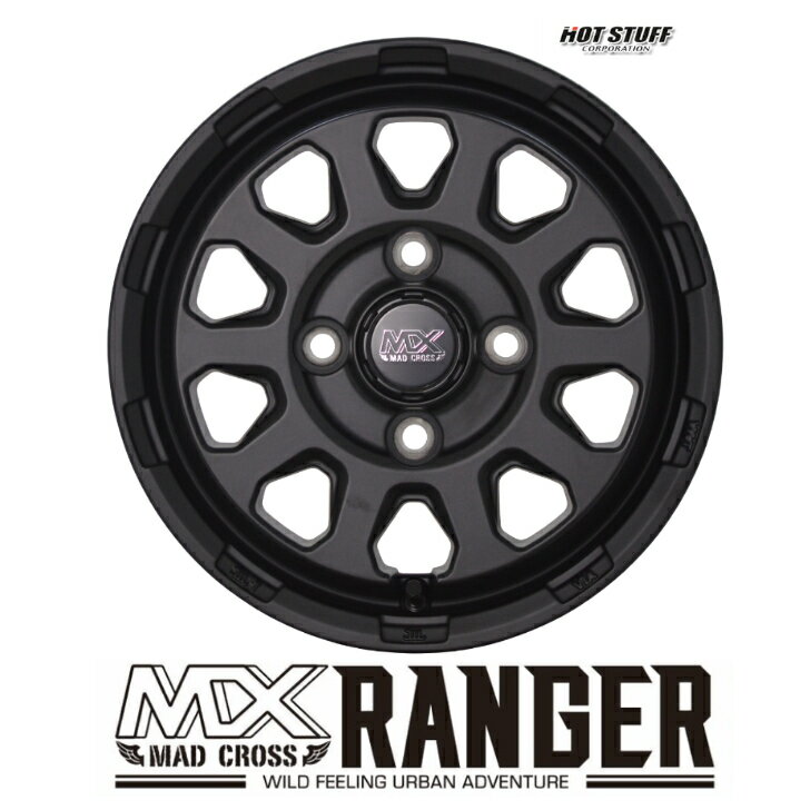 15×4.5J インセット +45 4-100 新品 ホイール 4本ワゴンR ラパン N-BOX デイズ ルークス ウェイク タントホットスタッフ マッドクロス レンジャー ブラック