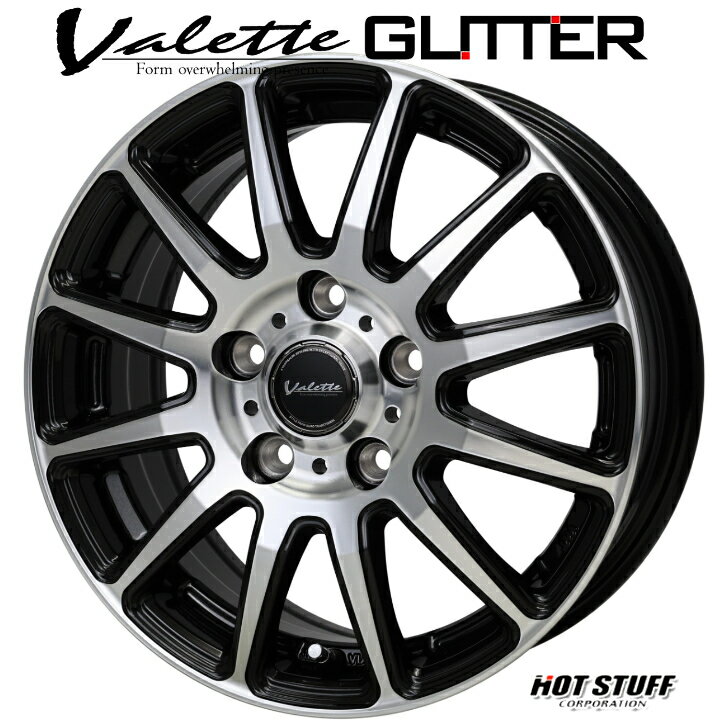15×6.0J インセット +43 5-100 ホイール 4本ホットスタッフ ヴァレット グリッター ブラックプリウス カルディナ ウイッシュ インプレッサ