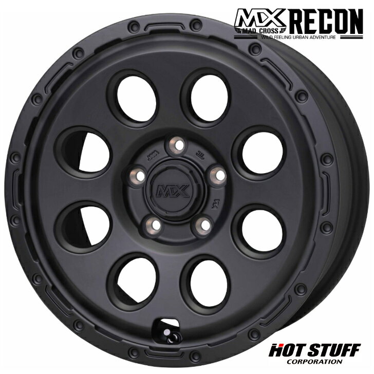 デリカD:5 RAV4 エクストレイル CX-5 16×7.0 インセット+35 5-114.3 ホイール 4本ホットスタッフ マッドクロス リーコン ブラック 黒