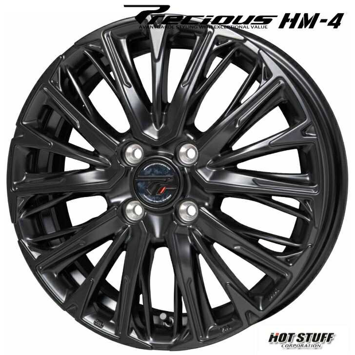 Rakuten - N-BOX ジョイメガ タント ウェイク ワゴンR デイズ15×4.5 インセット+45 4-100 新品 ホイール 4本ホットスタッフ プレシャス HM-4 セミグロスブラック