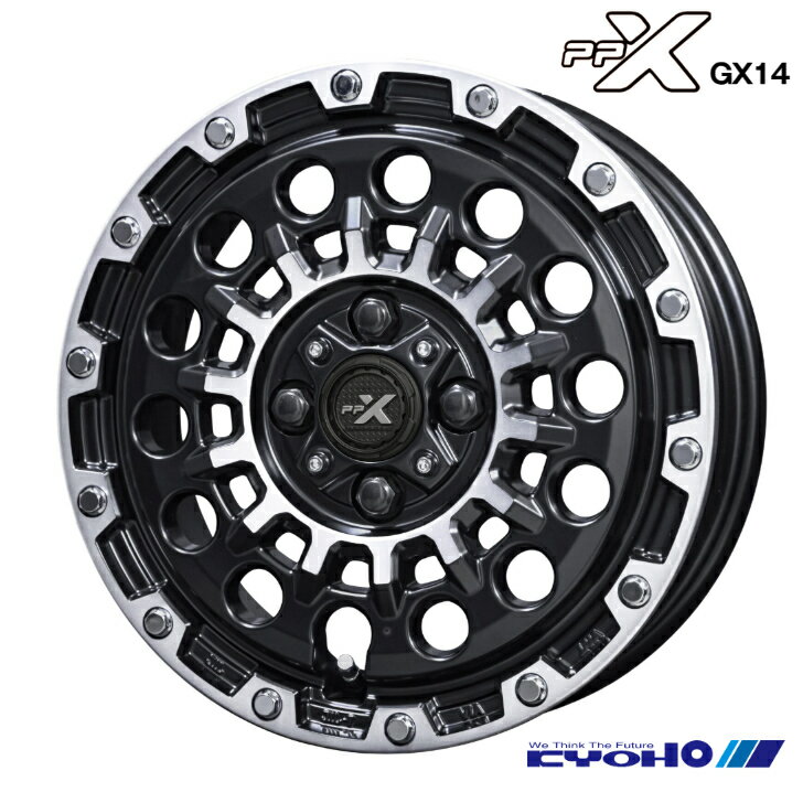 12×3.50B インセット +45 4H 100 ホイール 4本共豊コーポレーション PPX GX14 ブラック ポリッシュキャリィ エヴリィ エブリィ N-VAN ハイゼット 軽自動車